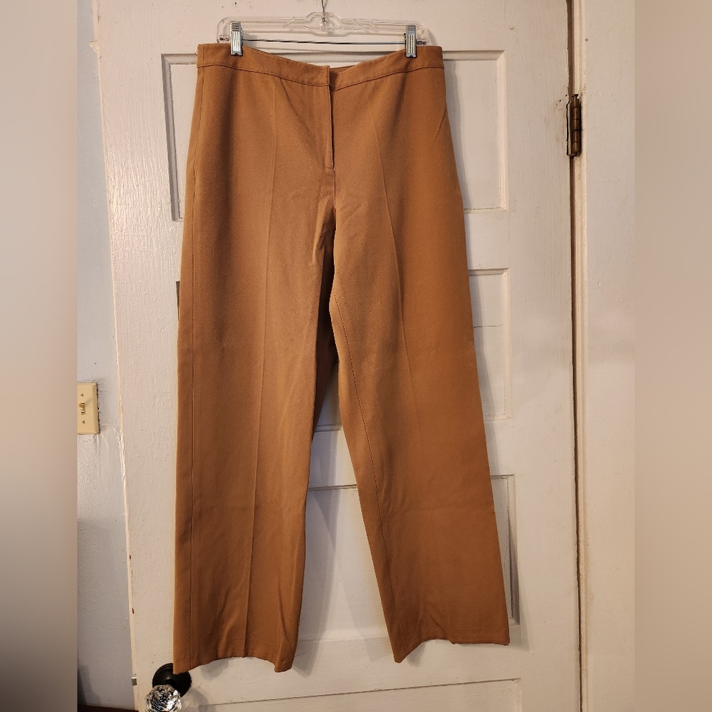 Talbots Women's Pants Stretch Khaki Trousers, Wide Leg, High Rise, Size 14 EUC